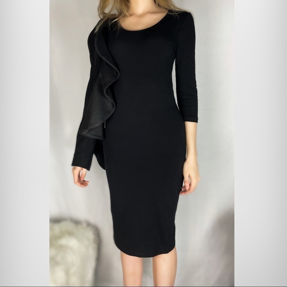 ✨NEW✨ Scoop Neck Midi Dress Black - Picture 2 of 3